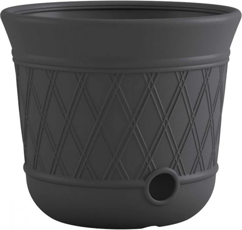 suncast Lattice Hose Pot for Outdoor Garden Storage, Peppercorn - Holds 300 ft Expandable or 50 ft Standard 5/8" Vinyl Hoses, Resin Hideaway Organizer with Drainage and Water Supply Port - Image 1